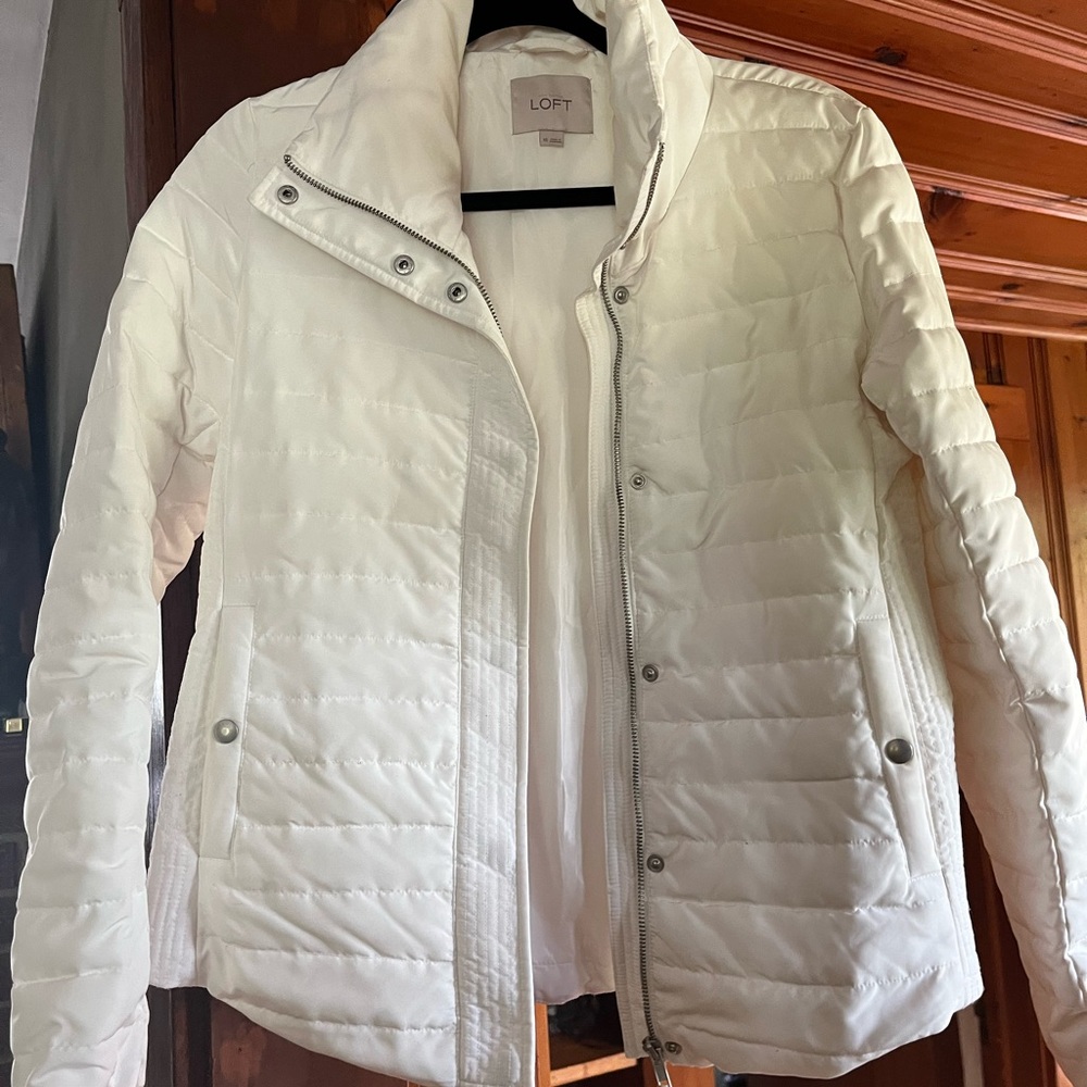 LOFT Women's White Quilted Jacket